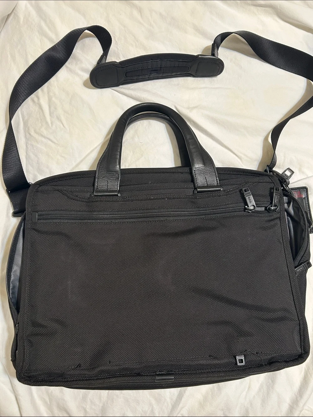 Tumi Black Laptop Briefcase with Adjustable Shoulder Strap